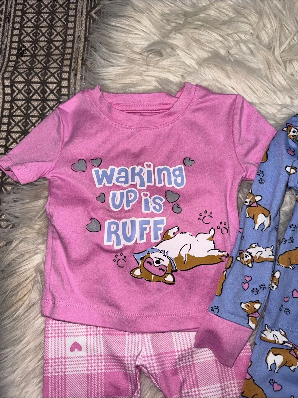 Penelope Mack Kids Two-Piece Pajama Sets- Pink & Blue Puppy Print Dog 12M